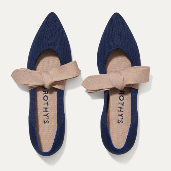 Rothy's Shoes - Rothy's The Slip On Mary Jane Knit Bow Women's Blue Ballet Flats Size 9